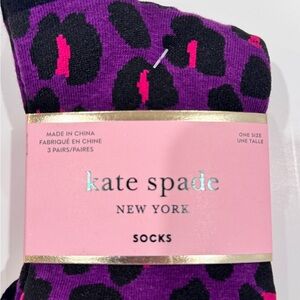 Kate Spade Purple and Black 3 pair Leopard Print Socks